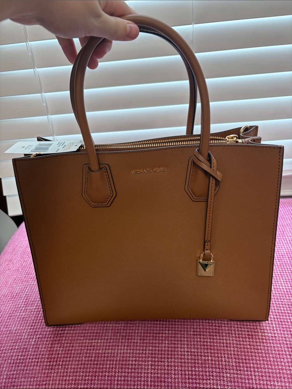 Michael Kors Leather Satchel in Camel Brown with Gold Hardware - Picture 5 of 6